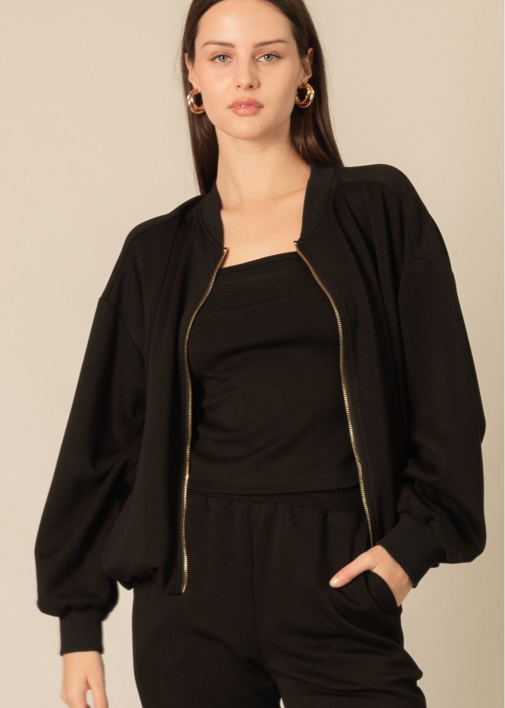 Before You Butter Modal Bomber Jacket Black