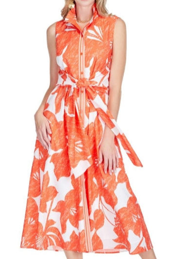 Jade Orange Blooms Back Wrap Maxi Dress