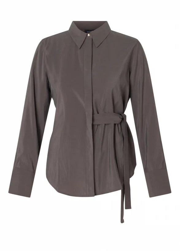 Yest Clara Chocolate Brown Side Tie Blouse