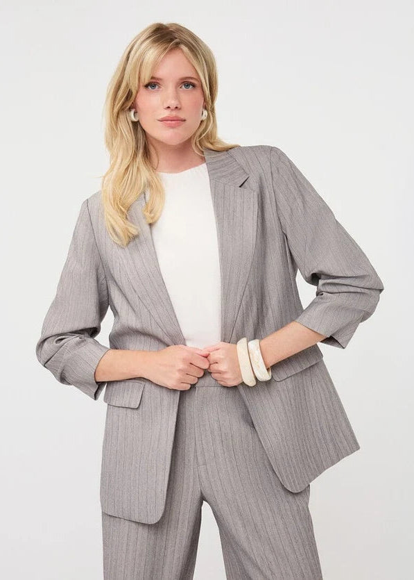 Esqualo Blazer 3/4 Sleeve Herringbone - Light Grey