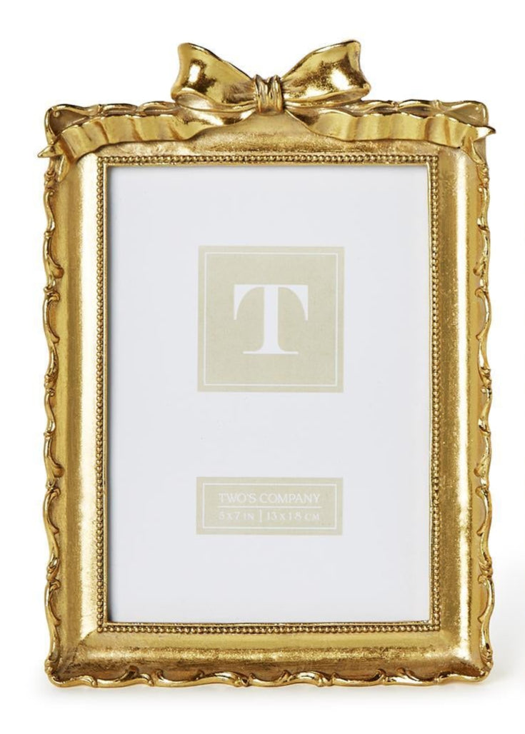 Two's Company Large Gold Frame with Bow Accent