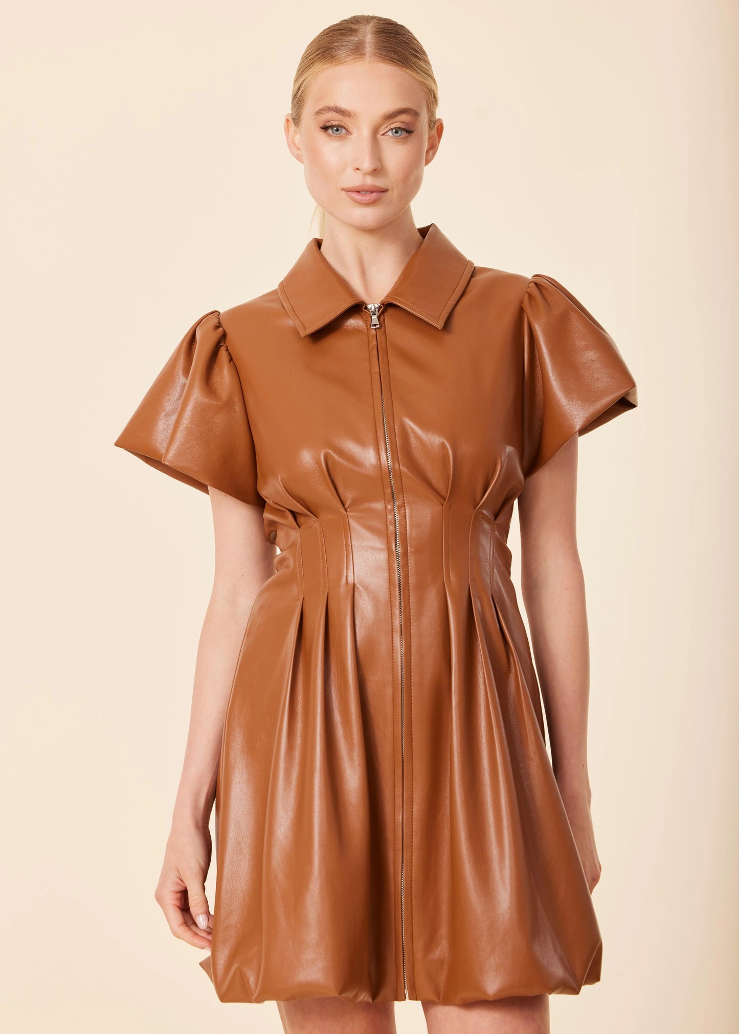 Dolce Cabo Leather Zip Bubble Dress