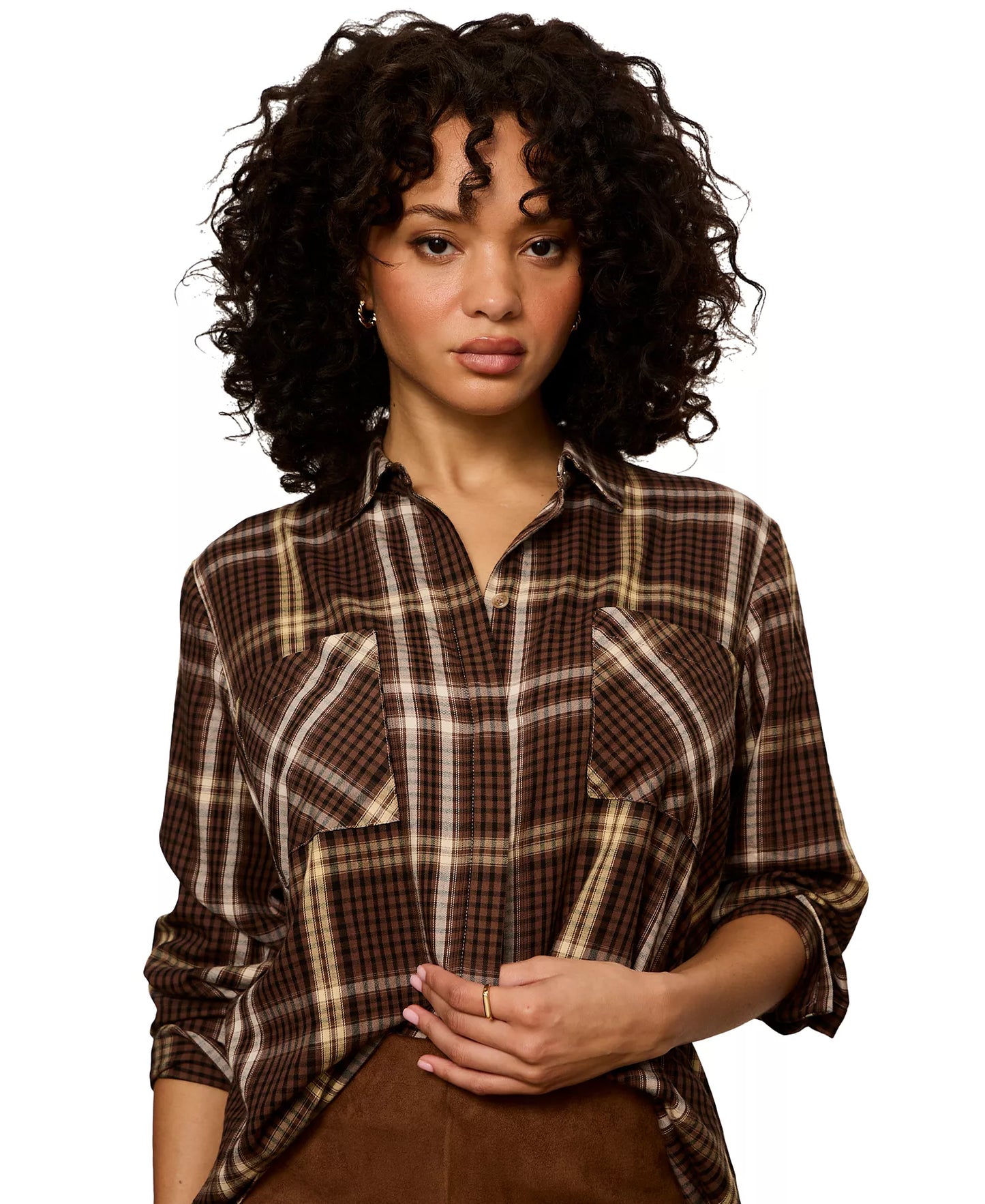 Sanctuary City Plaid Shirt - Burnt Cocoa Plaid