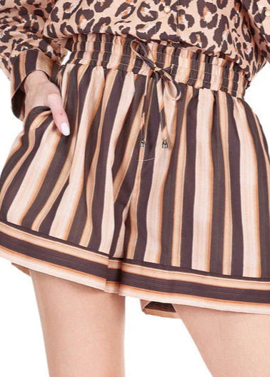 Joy Joy Brown Stripe Pull On Short
