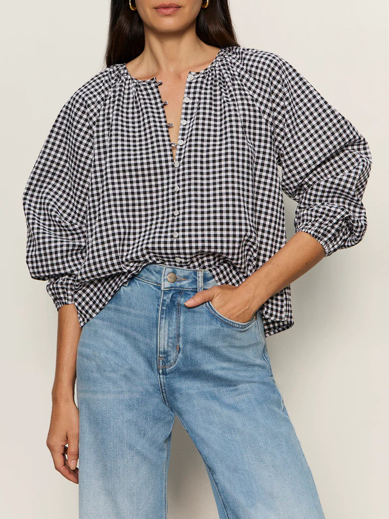 Sanctuary Gingham Button Blouse
