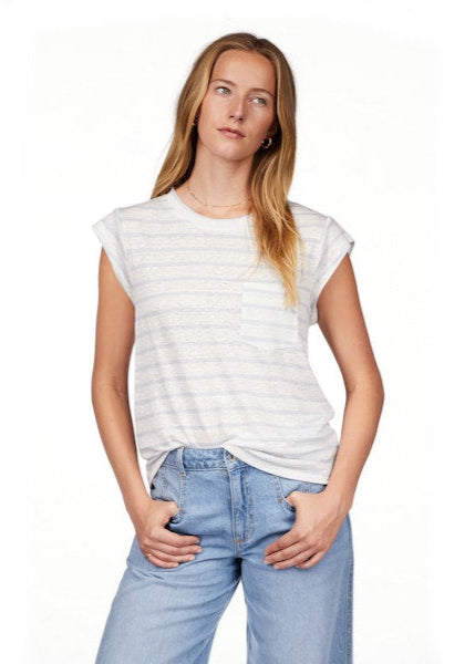 (取寄) サンクチュアリ レディース リラックスド-フィット キャップ スリーブ ティー Sanctuary women Relaxed Cap Sleeve Tee Cayenne/White Stripe Sanctuary Women's Relaxed Cap Sleeve Tee Cayenne/White