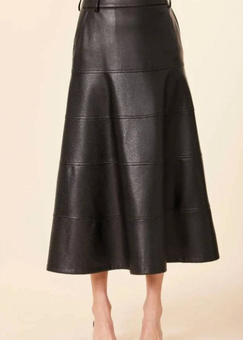 Dolce Cabo Vegan Leather Full Long Skirt - Black