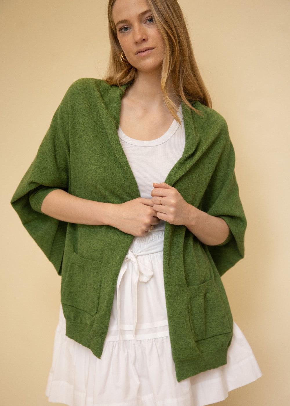 Before You Open Cropped Style Cardigan - Spruce