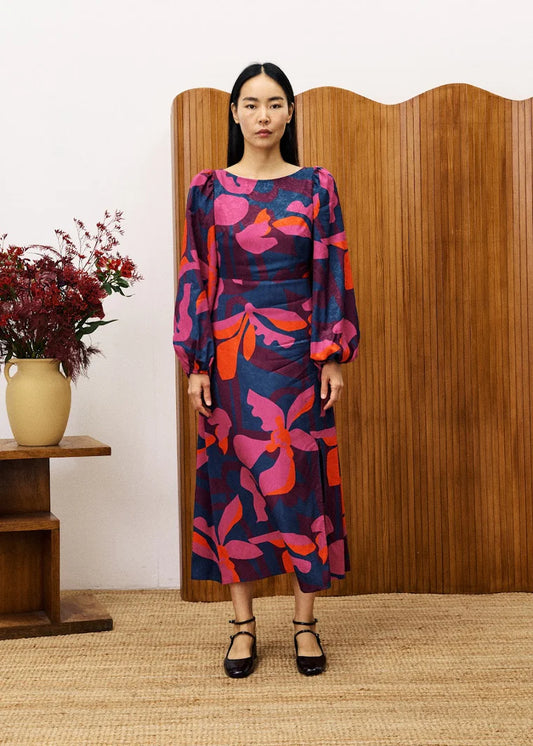 Frnch Stendhal Dress, Geo Flowers