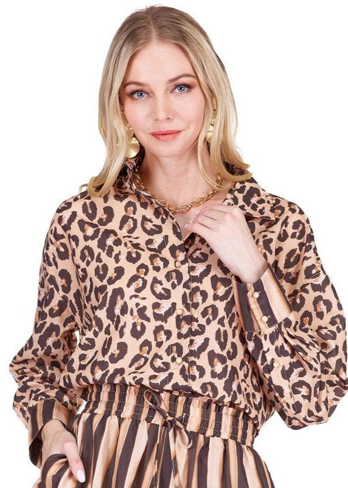 Joy Joy Brown Leopard Blouse