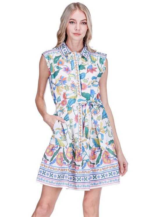 Joy Joy Front Placket Shirt Dress, Festival Florals