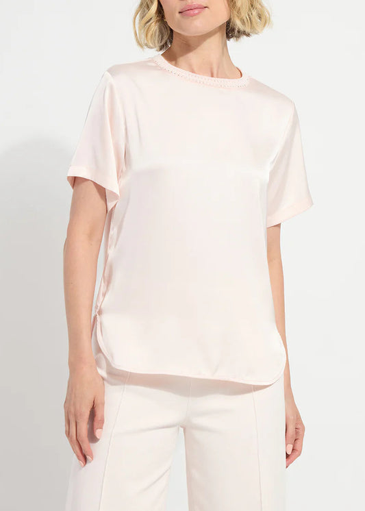 Lysse Jenika Crochet Neck Band Top, Pink