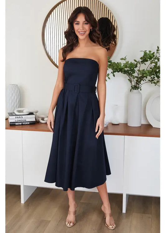 Milio Milano Strapless Midi Dress, Black