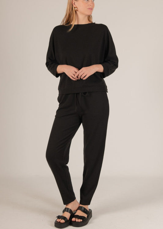 Before You Knit Drawstring Tapered Joggers Black