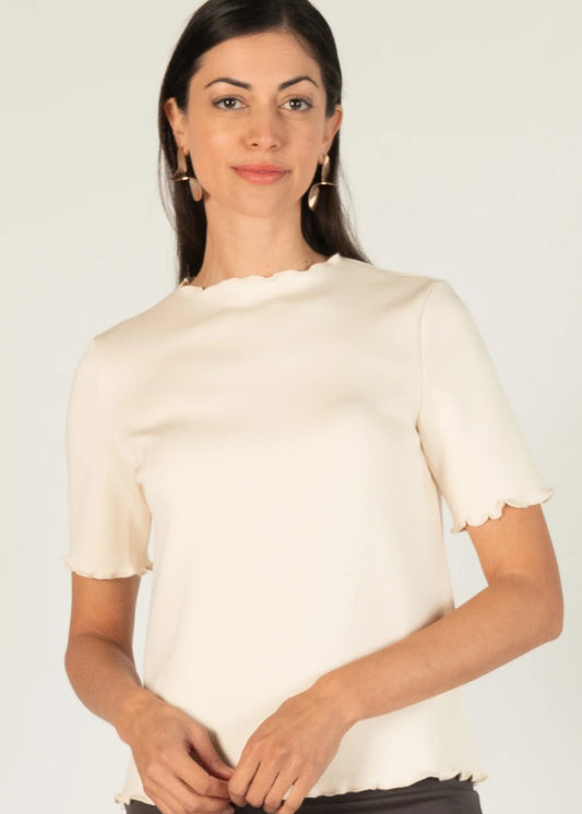Before You Ruffle SS Top, Ivory