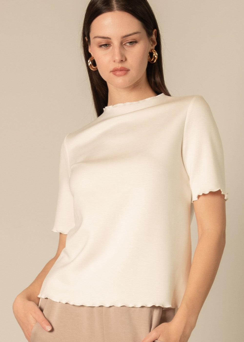 Before You Butter Modal Merrow Edge Mock Neck Top