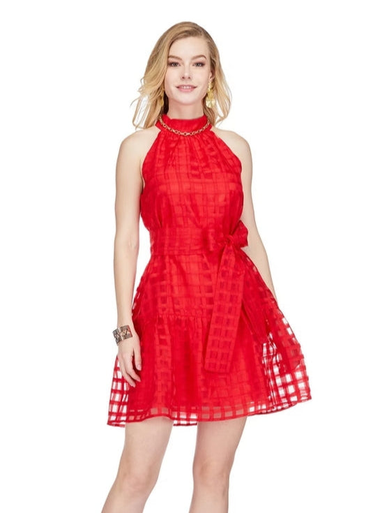 Jade Halter Dress Red