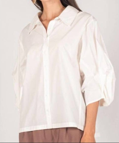 Before You Poplin Bishop Sleeve Button Up Shirt