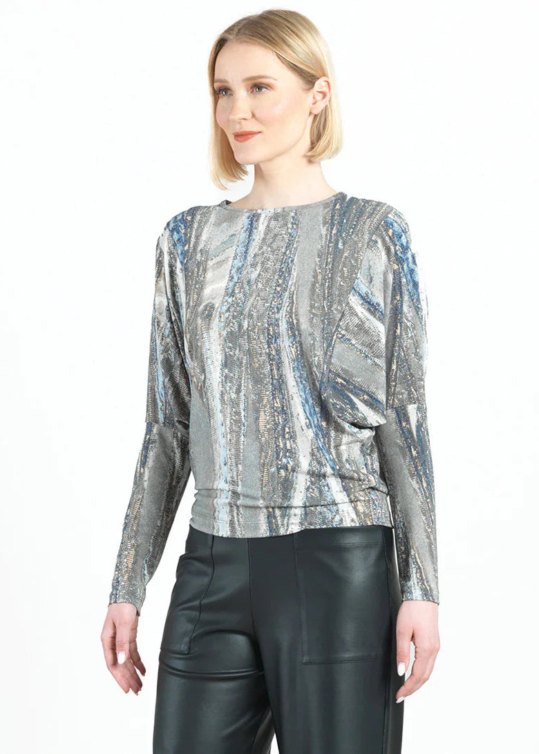 Clara Sun Woo Python Denim Soft Knit Top