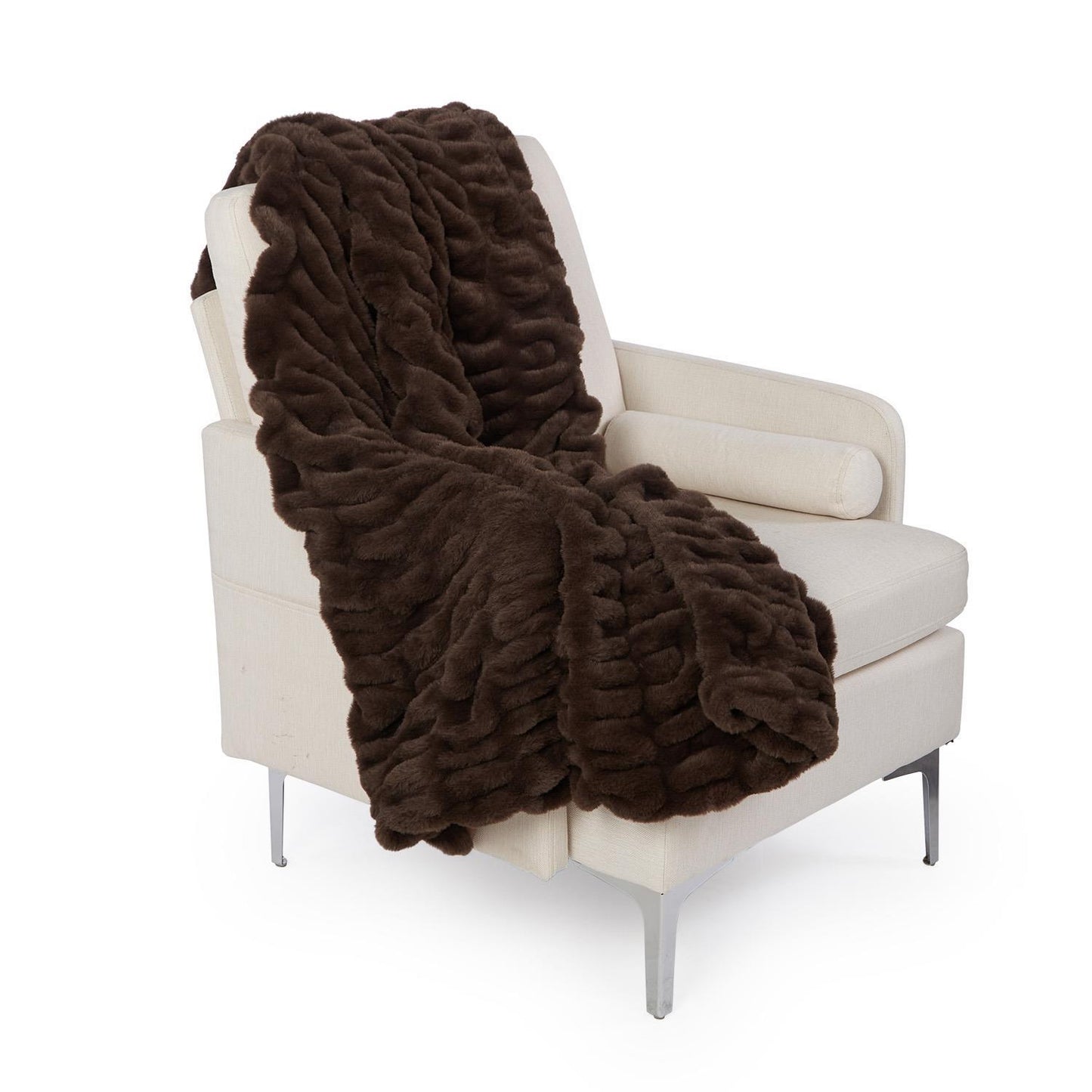 Two's Co Brown Faux Fur Throw