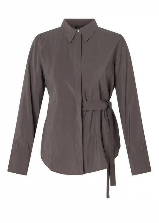 Yest Clara Chocolate Brown Side Tie Blouse
