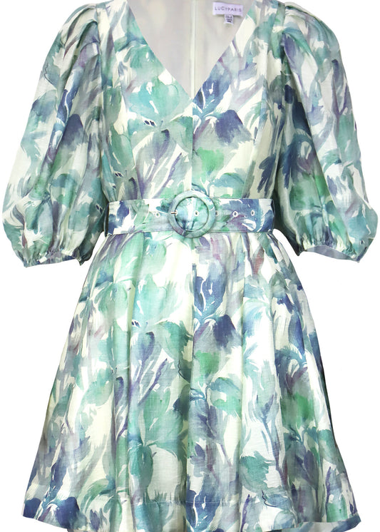Lucy Paris Alexis Belted Dress Turquoise Floral