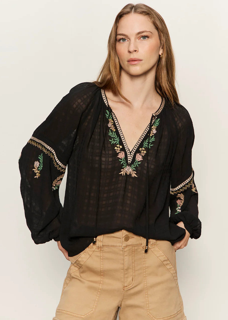 Sanctuary Raye Embroidered Blouse - Black