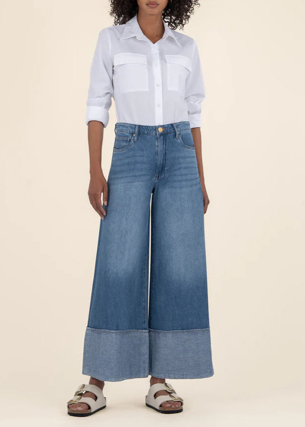Kut Blake Crop Wide Leg Medium Wash