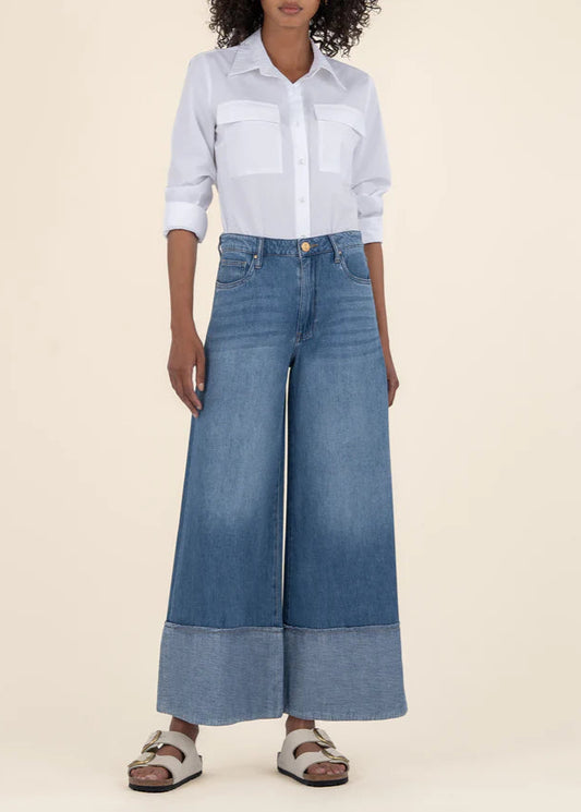 Kut Blake Crop Wide Leg Medium Wash