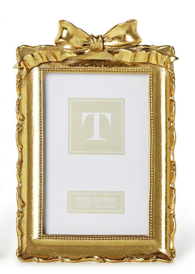 Two's Company Small Gold Frame with Bow Accent