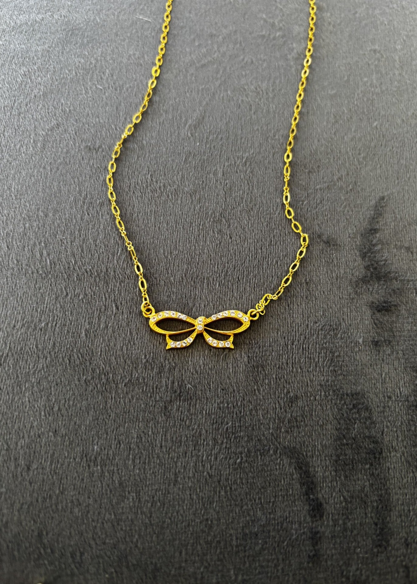 LVP Small Rhinestone Bow Necklace