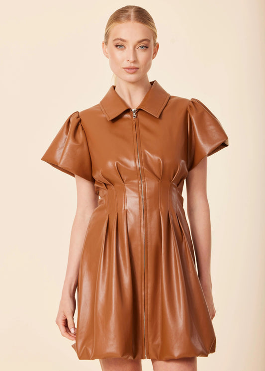 Dolce Cabo Leather Zip Bubble Dress