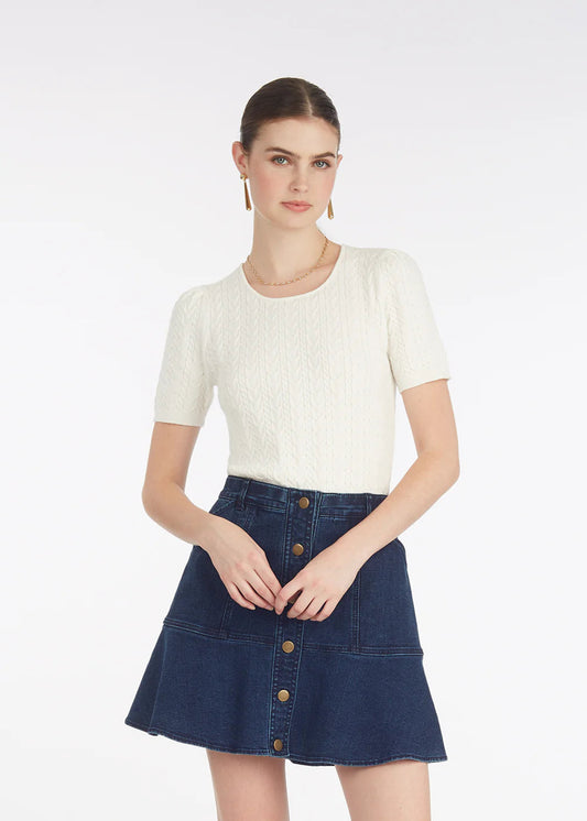 Draper James Mixed Cable Sweater, Cream