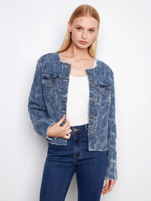 Charlie B Eyelet Stretch Denim Bleu Moyen, Medium Blue
