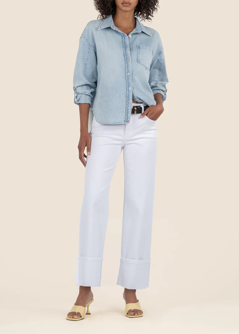KUT Charlotte High Rise Wide Leg Optic White