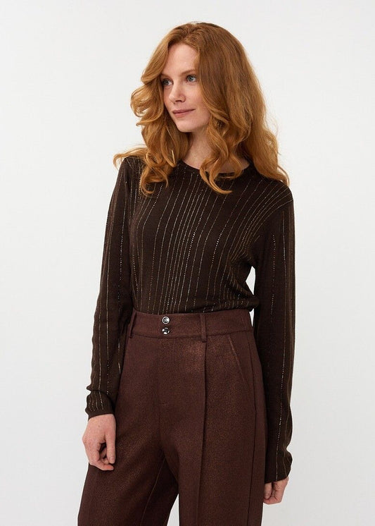 Esqualo Chocolate Sequin Sweater Top