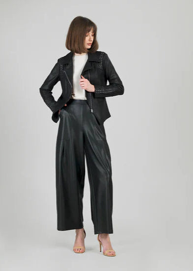 Clara Sun Woo Studded Liquid "Leather" Knit Jacket