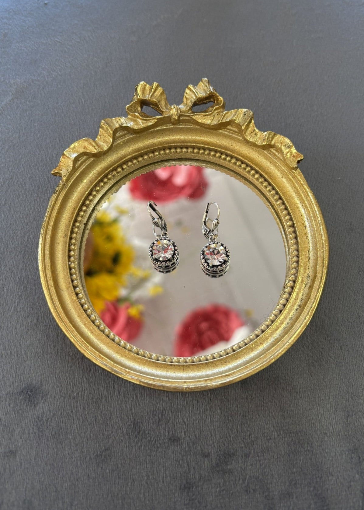 LVP Round Crystal Silver Earring