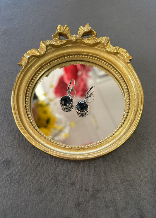 LVP Round Crystal Silver Earring
