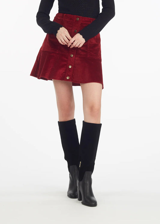 Draper James Button Front Corduroy Skirt Red
