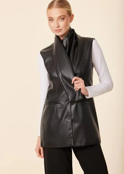 Dolce Cabo Leather Drape Vest Black