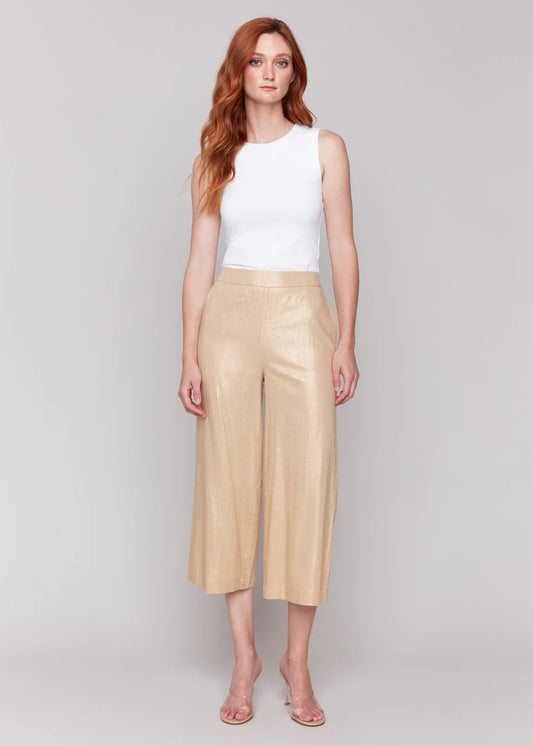 Charlie B Pull On Foil Linen Pant