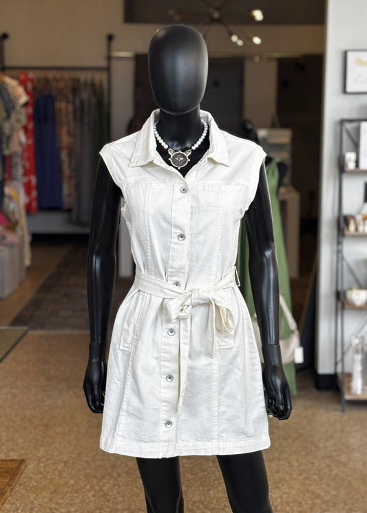 Sanctuary Ila Denim Dress Bleached White