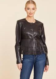 Dolce Cabo Vegan Leather Fringe Jacket