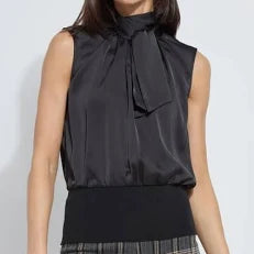 Lysse Indira Mixmedia Scarf Blouse, Black