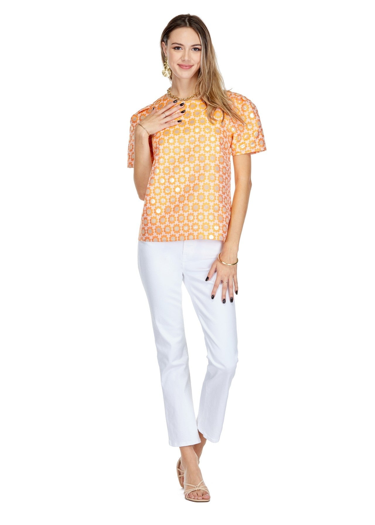 Joy Joy Short Sleeve Top Orange Daisy