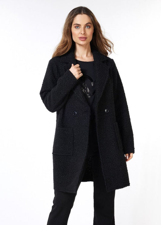 Esqualo Black Mid-Length Button Jacket