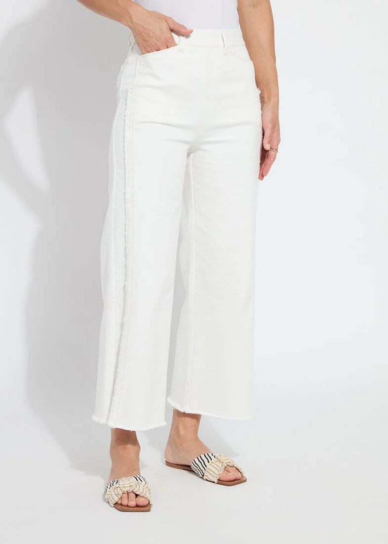 Lysse Noah High Waist Crop Fringe Denim Ecru Jean