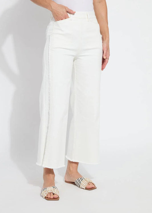 Lysse Noah High Waist Crop Fringe Denim Ecru Jean