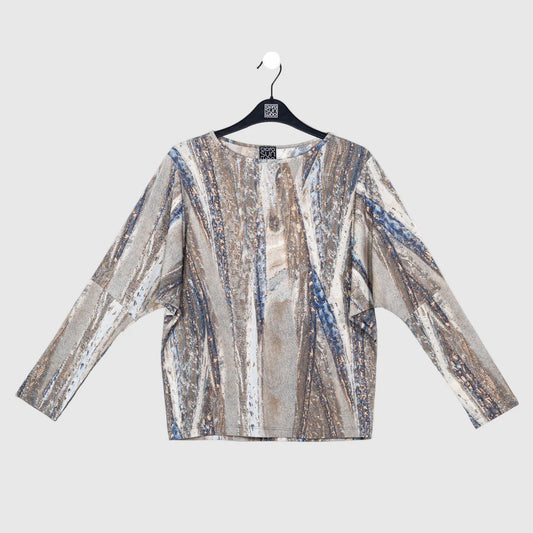 Clara Sun Woo Python Denim Soft Knit Top